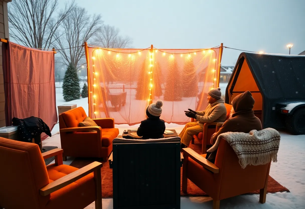 Interior of a warming center in Carroll County with residents enjoying warmth during winter