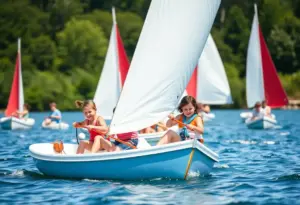 Children sailing at the Sea Kids Week 2 camp