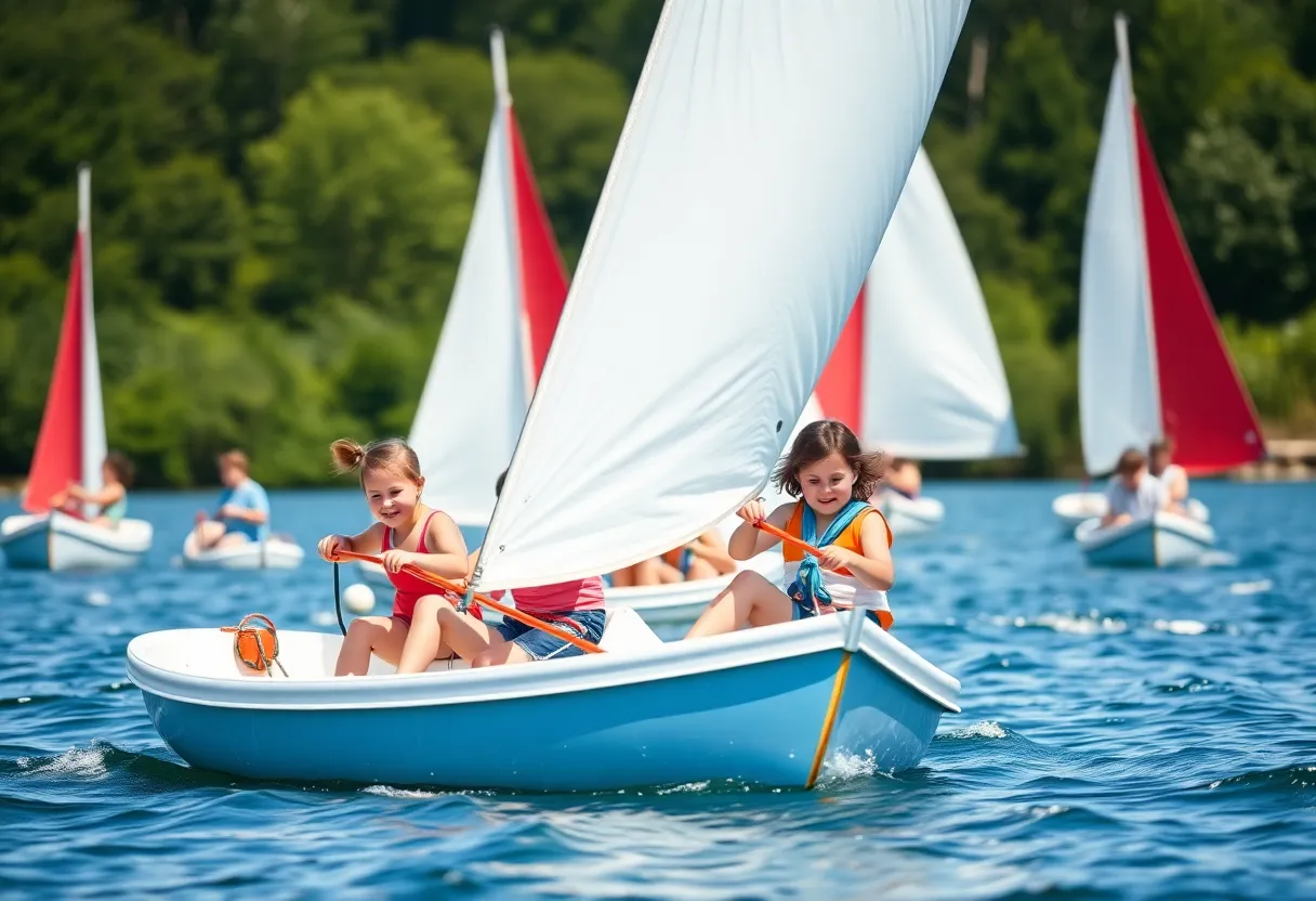 Children sailing at the Sea Kids Week 2 camp