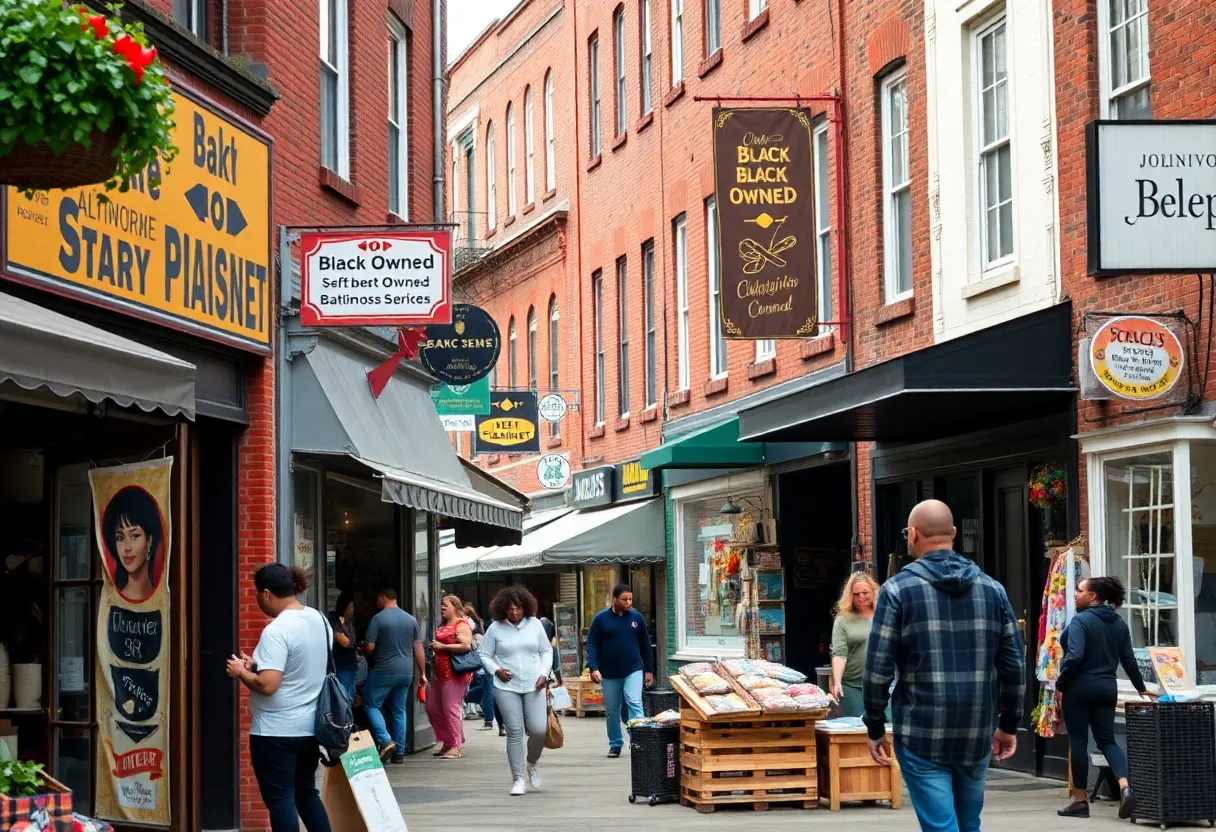 Street view of Baltimore highlighting Black-owned businesses