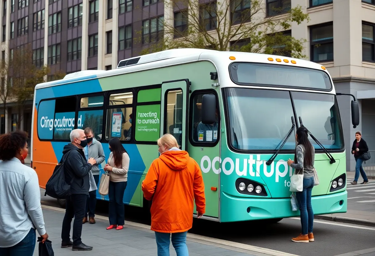 Mobile outreach bus providing services to the homeless in Baltimore