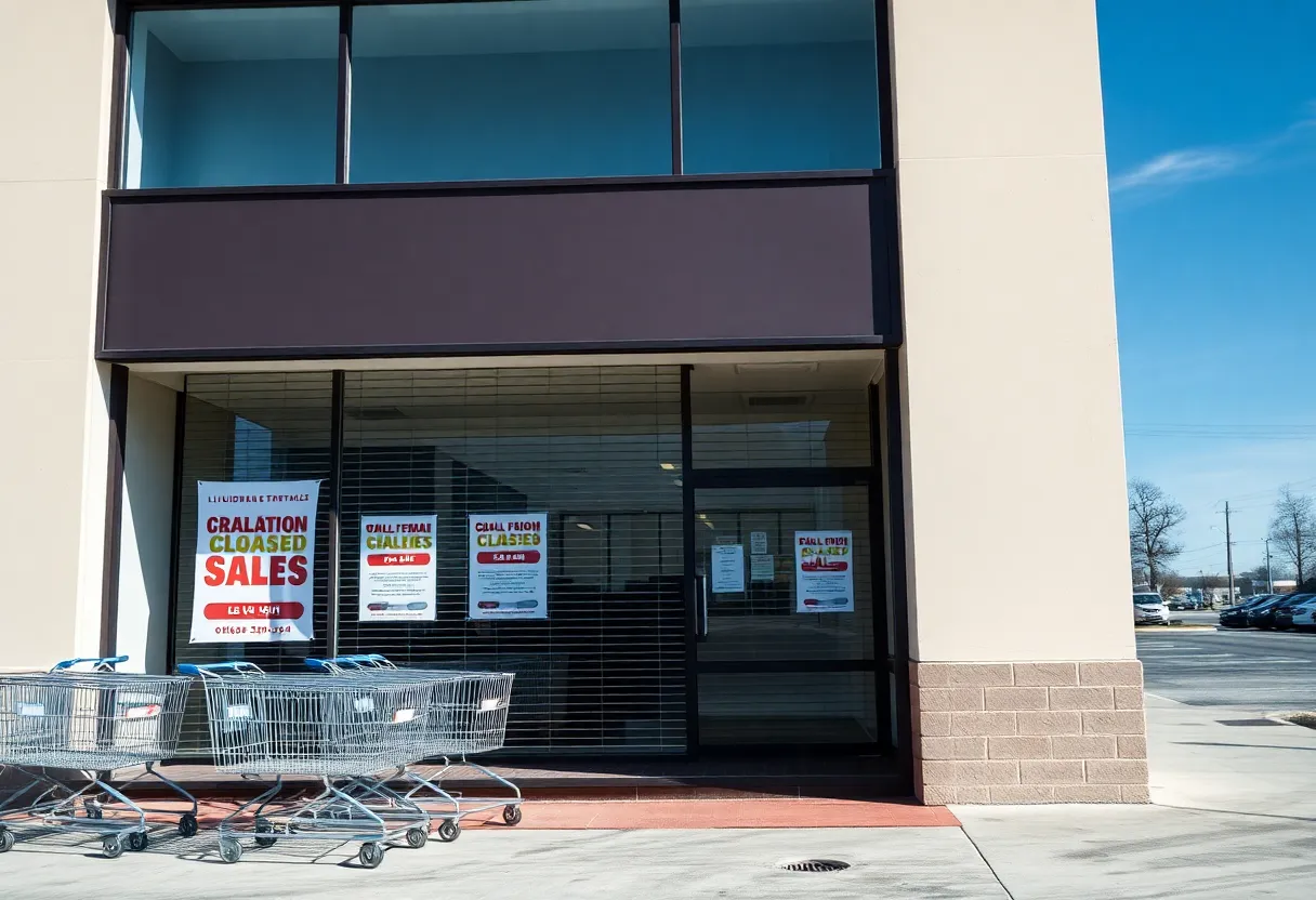 Closed Saks Off 5th store with liquidation signs