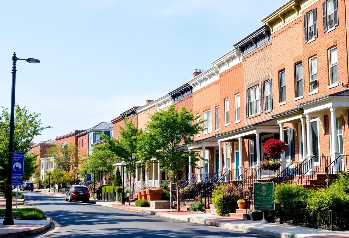 A Baltimore neighborhood with diverse homes and green spaces